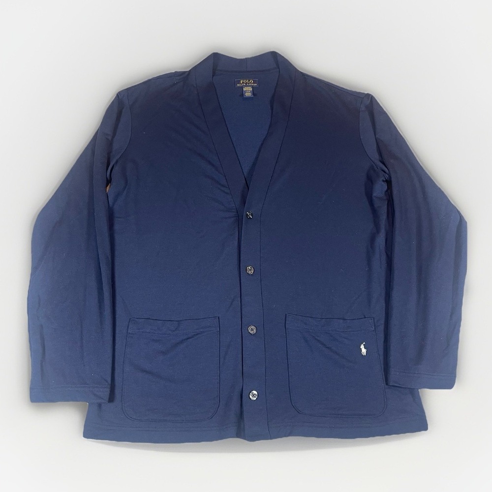 Polo Ralph Lauren Sleepwear Navy Blue Cardigan Men's‎ L Lightweight Pony Logo